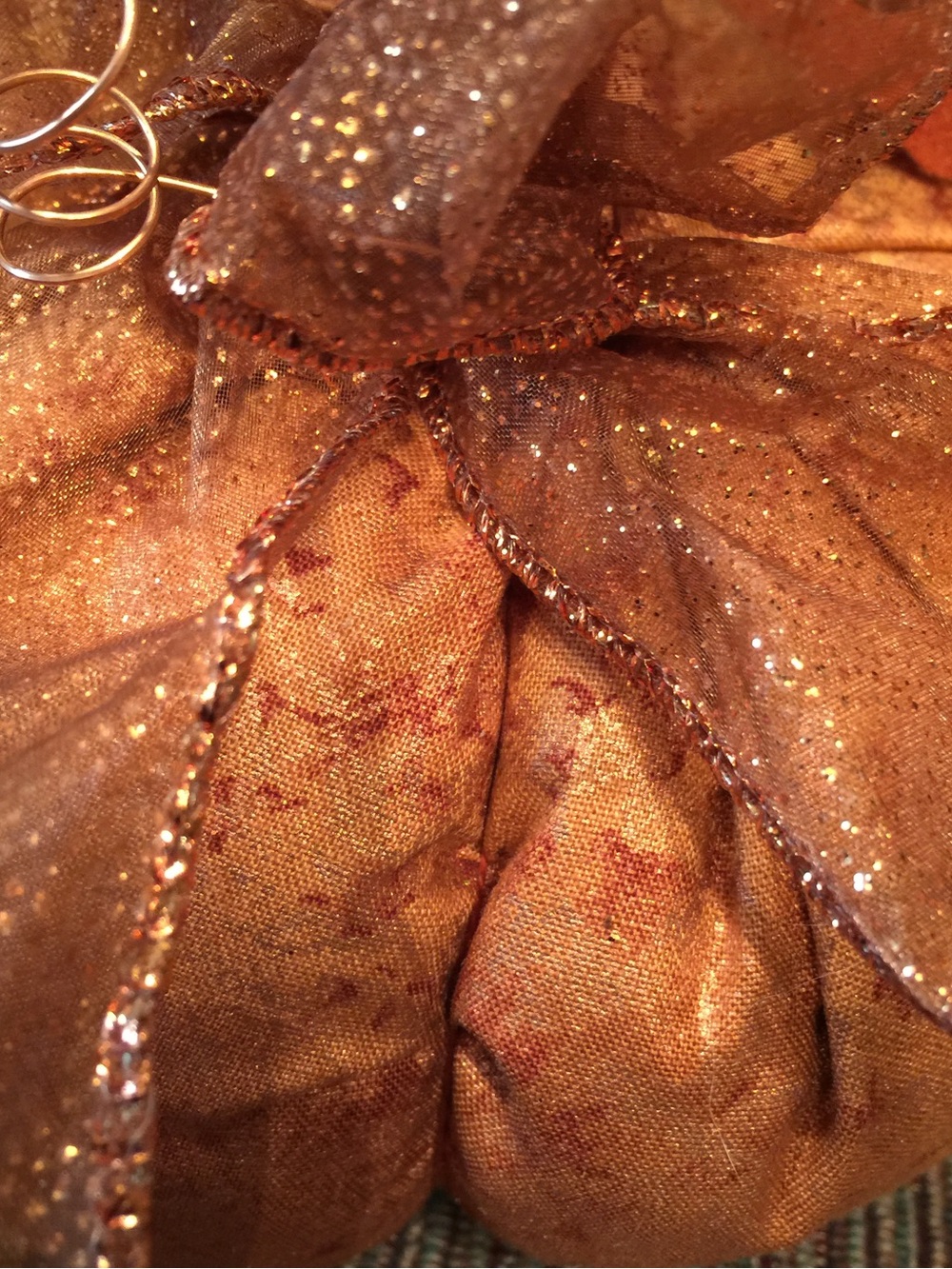 Handmade Glittered Metallic salmon Pumpkin Decor for fall decoration